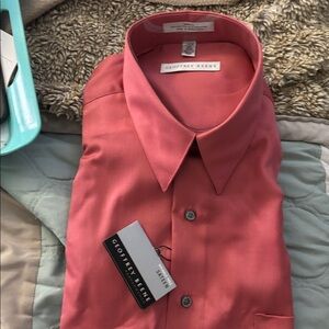 Geoffrey Beene button-down shirt wrinkle-free Sateen . Size Large NWT